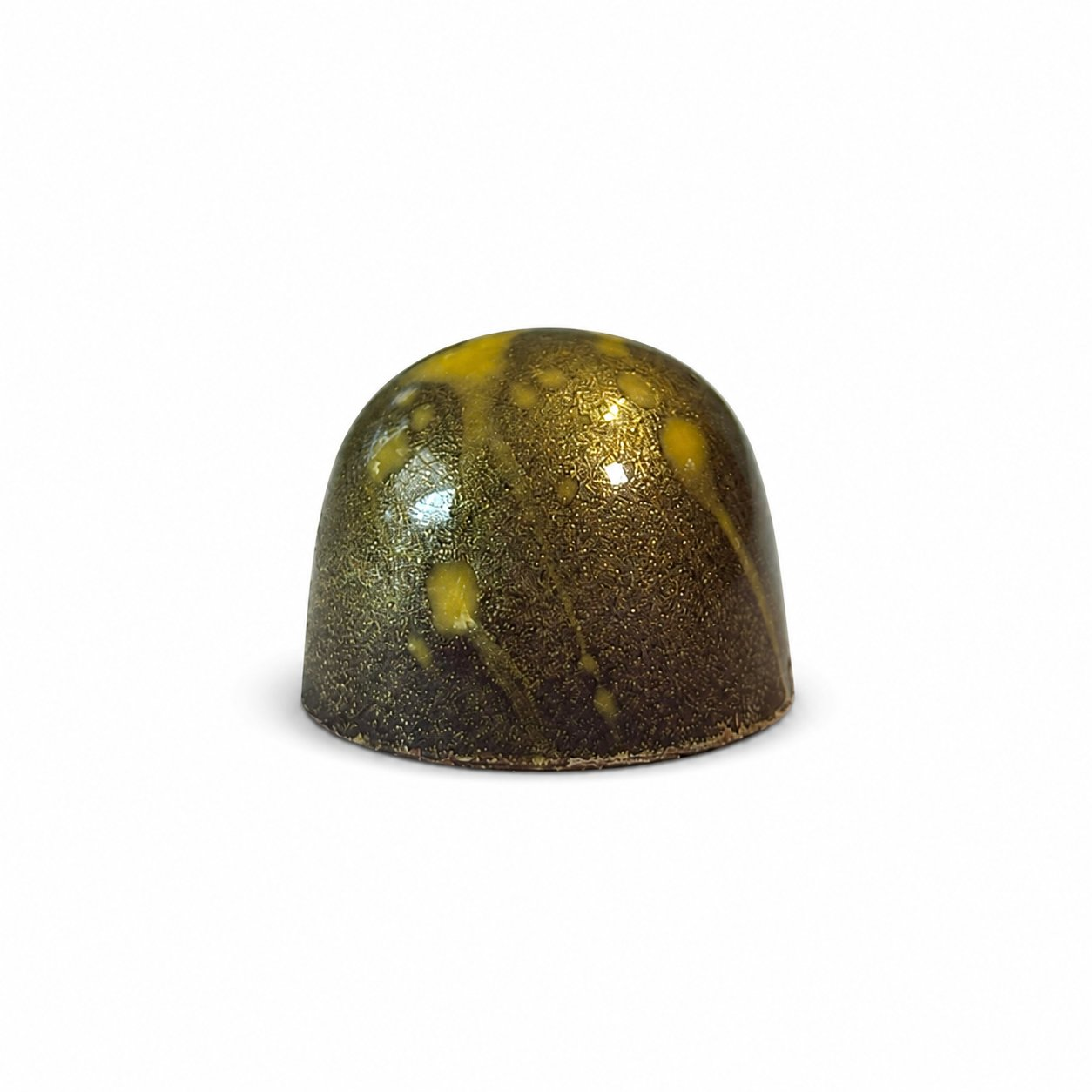 Dark Ginger chocolate bonbon with gold and bronze speckled finish