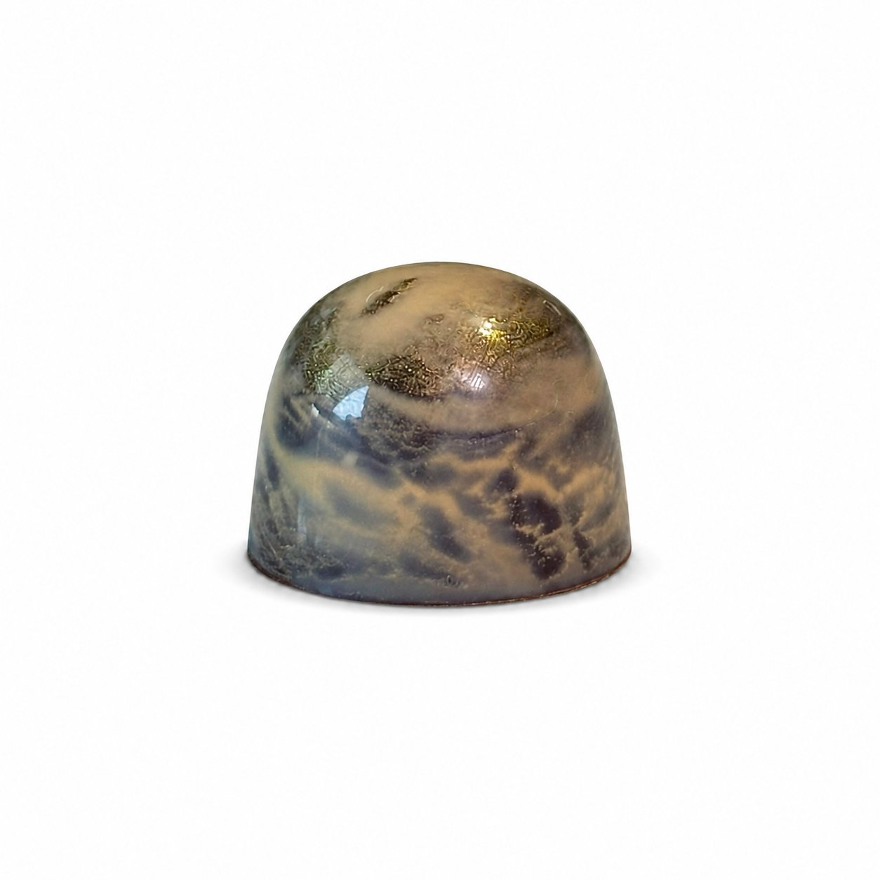 Dark Salted Caramel chocolate bonbon with bronze and gold speckled finish
