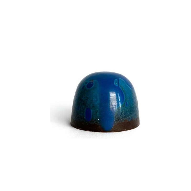 Dark Sea Salt chocolate bonbon with blue and silver speckled finish