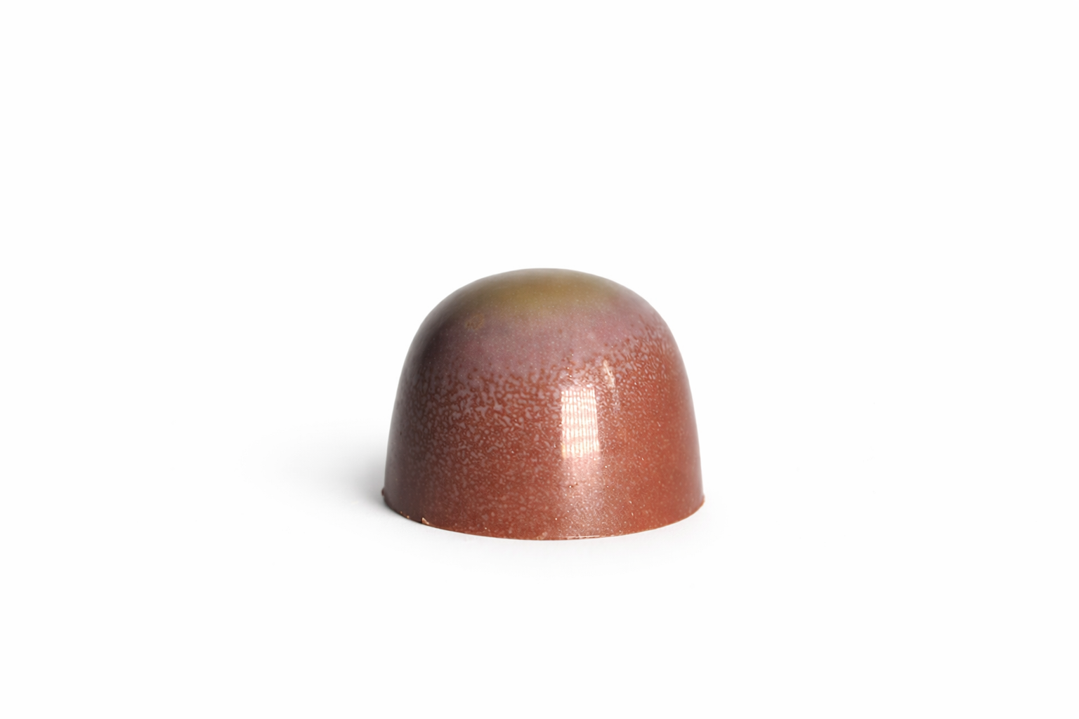 Milk Tart chocolate bonbon with bronze and yellow painted finish