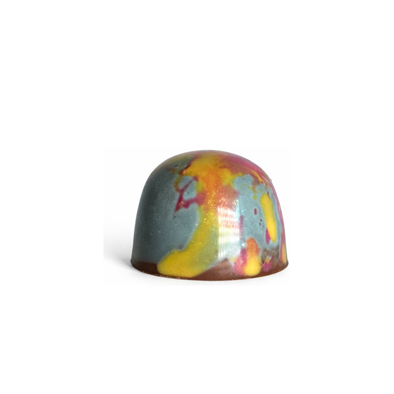 Milk S'more chocolate bonbon with colourful painted finish