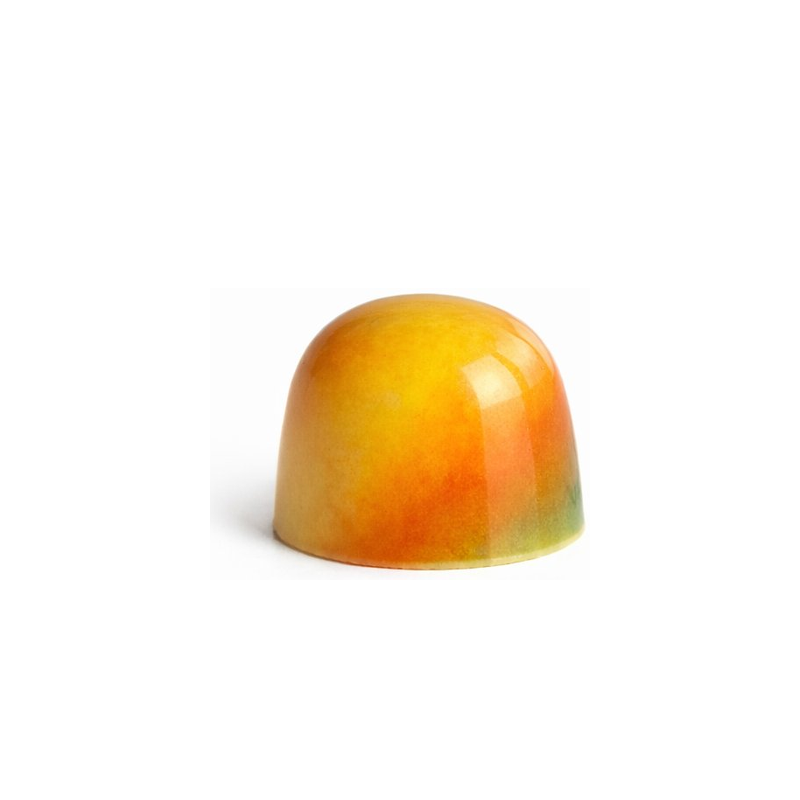 White Mango chocolate bonbon with orange and yellow gradient finish